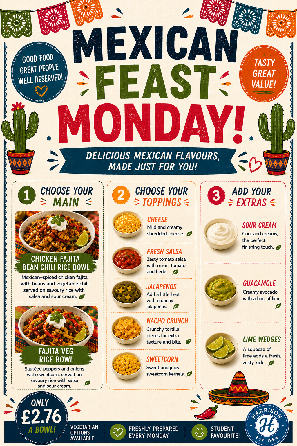 Monday 22 June 26 Theme Menu Mexican
